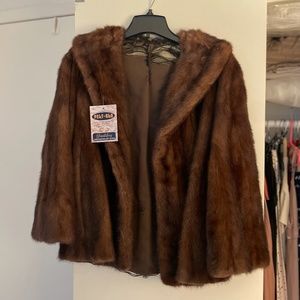 Vintage fur jacket with floral lining